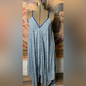 BNWT Roberta Roller Rabbit Roberta Freymann Kalei Cotton Scarf Dress Teal Boho